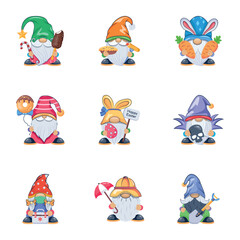 WebSet of Cute Midget Flat Character Icons 

