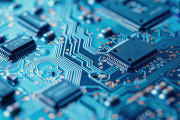 Electronic circuit board close up.