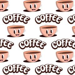 coffee cup groovy. pattern. vector illustration