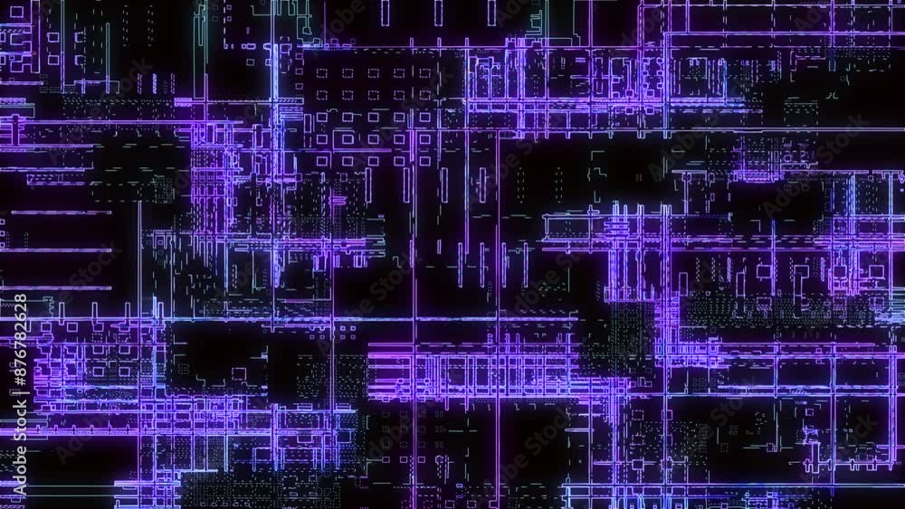 Poster printed circuit board. advanced technology concept visualization: pcb processor microchip, neural ne