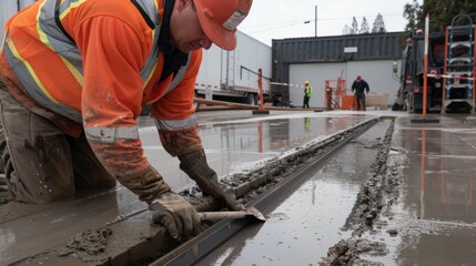 Close-up shot of a professional installing a new drainage system along the exterior of a house.