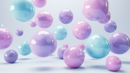 Floating spheres 3d rendering. copy space