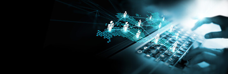 Customer network connecting and digital marketing, Global structure networking and Worldwide...