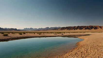 The surreal mirage of an oasis appearing in the distance ai_generated