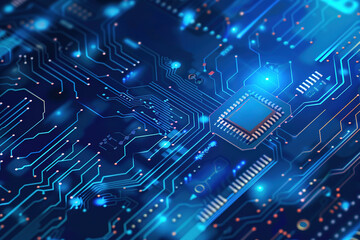 Obraz premium Abstract technology background with circuit board and microchip. 