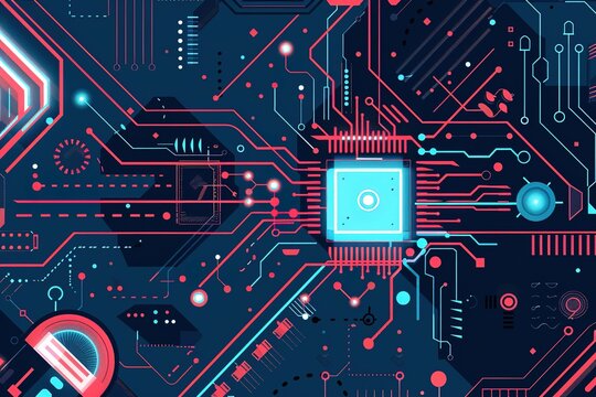 Abstract technology background with circuit board and microchip. 