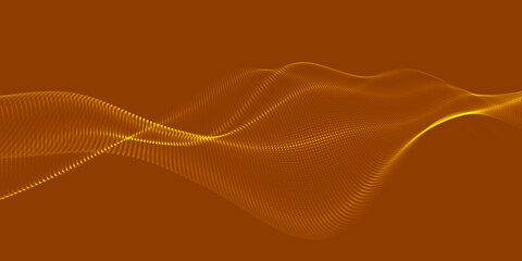 Futuristic dot wave. Abstract digital particle wave. Technology background. Colored musical wave. Light background. Digital background with smooth, wavy curves. 3D rendering