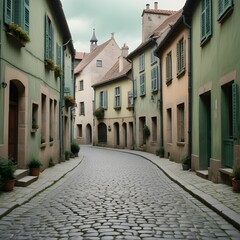 Fototapeta premium A picturesque European village with cobblestone streets and old buildings