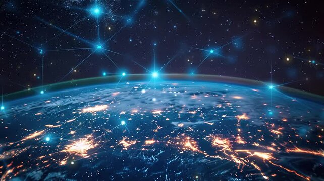 illustration of Interconnected Earth - A Spectacular  of Planet with Data Connections, world wide web day concept, digital concept, global networking