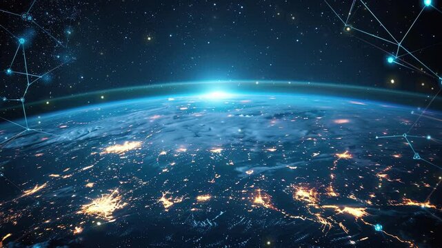 illustration of Interconnected Earth - A Spectacular  of Planet with Data Connections, world wide web day concept, digital concept, global networking