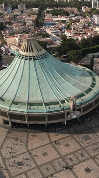 Basilica of Guadalupe from above in vertical format, CDMX