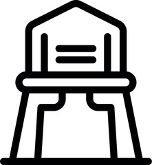 Simple and minimal line icon of a baby high chair perfect for web design and mobile apps