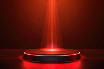  illustration red glowing lines and background with sparkle stage podium for design
