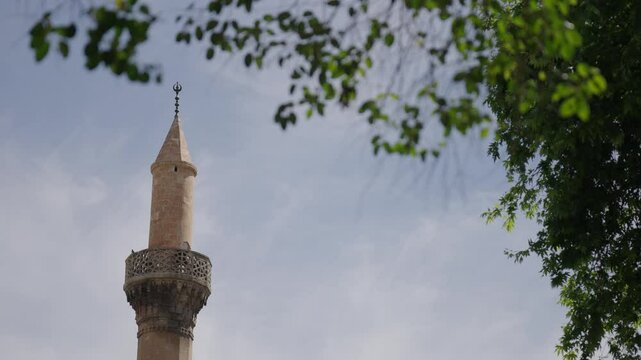 stone mosque minaret, Balikligol, Sanliurfa Turkey
