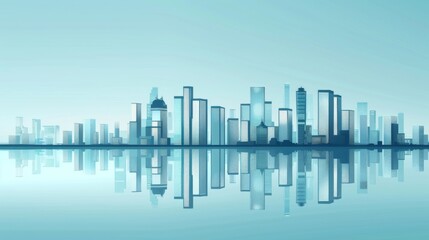 Fototapeta premium Abstract Vector Illustration, Futuristic blue Urban city Landscape with Advanced Smart City Technology, Graphic Resources, Wallpapers, Brochure, Websites, banner design, Advertising, web, background 