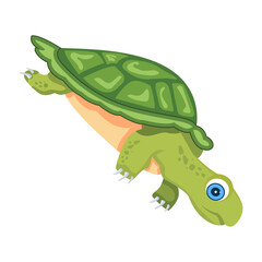 Cute turtle icon in flat style  

