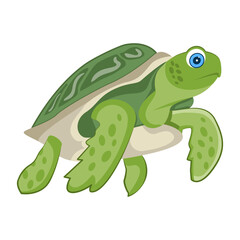 Flat style icon showing cute tropical turtle

