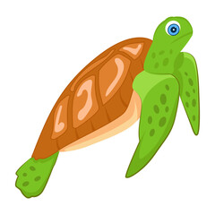 An icon of sea chelonian in flat style  

