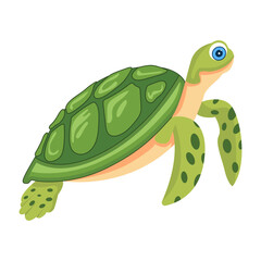 A flat icon showing cute sea turtle


