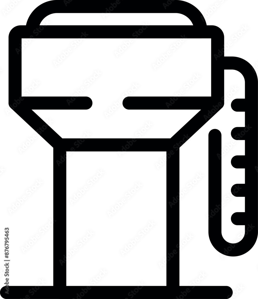 Poster simple icon of a water tower with a measuring scale, illustrating the concept of water storage and l