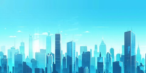 Fototapeta premium Abstract Vector Illustration, Futuristic blue Urban city Landscape with Advanced Smart City Technology, Graphic Resources, Wallpapers, Brochure, Websites, banner design, Advertising, web, background 