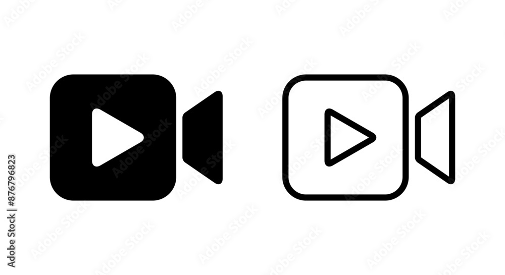 Aufkleber video camera with play button icon in generic style. streaming concept