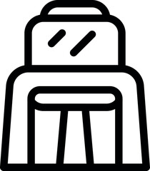 Simple black and white line drawing representing a baby high chair, perfect for any project about childcare and childhood