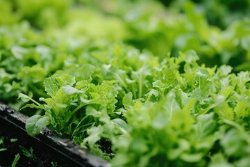 Fototapeta premium Close-up of crisp green lettuce leaves
