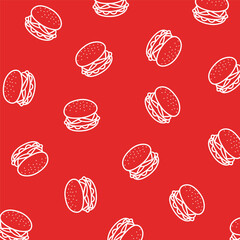 Burger fast food seamless pattern with red background. Business concept vector illustration. Hamburger symbol pattern