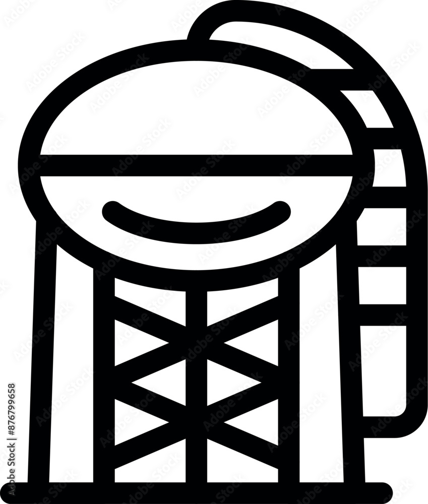 Poster observation tower with curved staircase leading to top platform for enjoying panoramic views