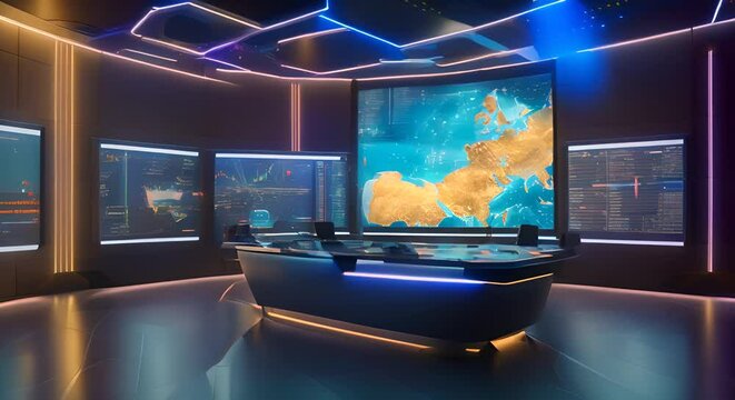 Futuristic inteligent room motion video