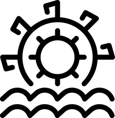 Obraz premium Water turbine generating renewable energy from river current, clean energy and sustainability concept line icon