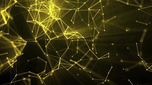 A stylish gold geometric network design set against a dark backdrop, perfect for tech, science, and digital themes