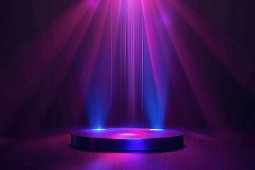 Abstract glowing purple diagonal lighting lines on dark background with lighting effect and sparkle with copy space for text. Luxury design style.