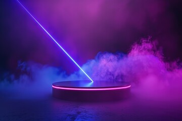 Abstract glowing purple diagonal lighting lines on dark background with lighting effect and sparkle with copy space for text. Luxury design style.