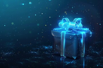 Opening gift in a cyber style. 3d rendering illustration. For Black Cyber Friday