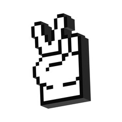 Fototapeta premium Victory Hand Emoji 3D pixel icon. Unique style Emoji icons vector collection. 