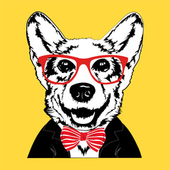 Corgi dog managment cartoon funny vector