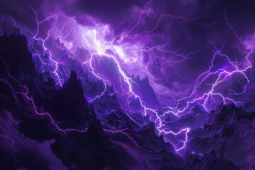 Obraz premium Generative ai on theme of scary bright electric lightning bolt with branches in the night dark sky