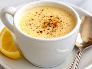 rustic garlic soup. AI generative.