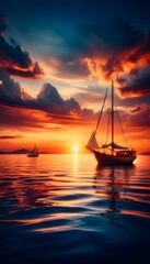sailing boat at sunset