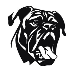 Close-up of boxer dog silhouette vector