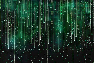 Obraz premium Festive decoration long green glitter rain garland.