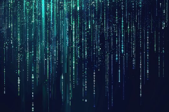 Digital background blue matrix. Binary computer code. Hacker concept. 3d rendering