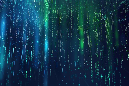 Digital background blue matrix. Binary computer code. Hacker concept. 3d rendering