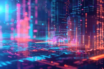 Fototapeta premium Abstract digital background. Big data stream. The concept of science, technology, business, space 3d rendering