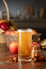 Apple cider with fresh apples, cinnamon, and anise.