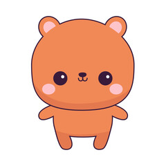 Chibi grizzly bear icon. Round face. Cute cartoon kawaii funny baby animal character. Happy Valentines day. Love card. Sticker print silhouette. Flat design. White background. Vector illustration