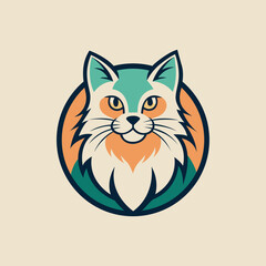 Cat logo minimalist cute animal simple geometric design. vector
