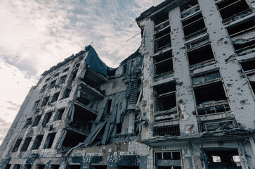 destroyed houses in a city lost in the war in Ukraine